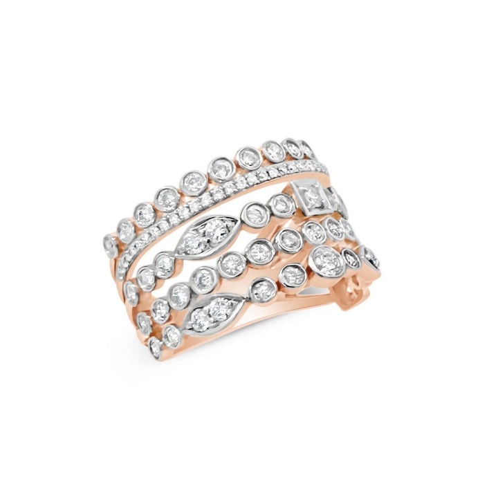 14K Rose Gold .94 CTW 5-Row Diamond Band