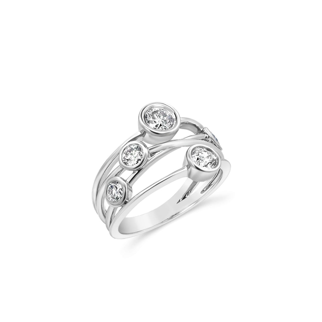 14k White Gold .76 CTW Diamond Bubble Ring