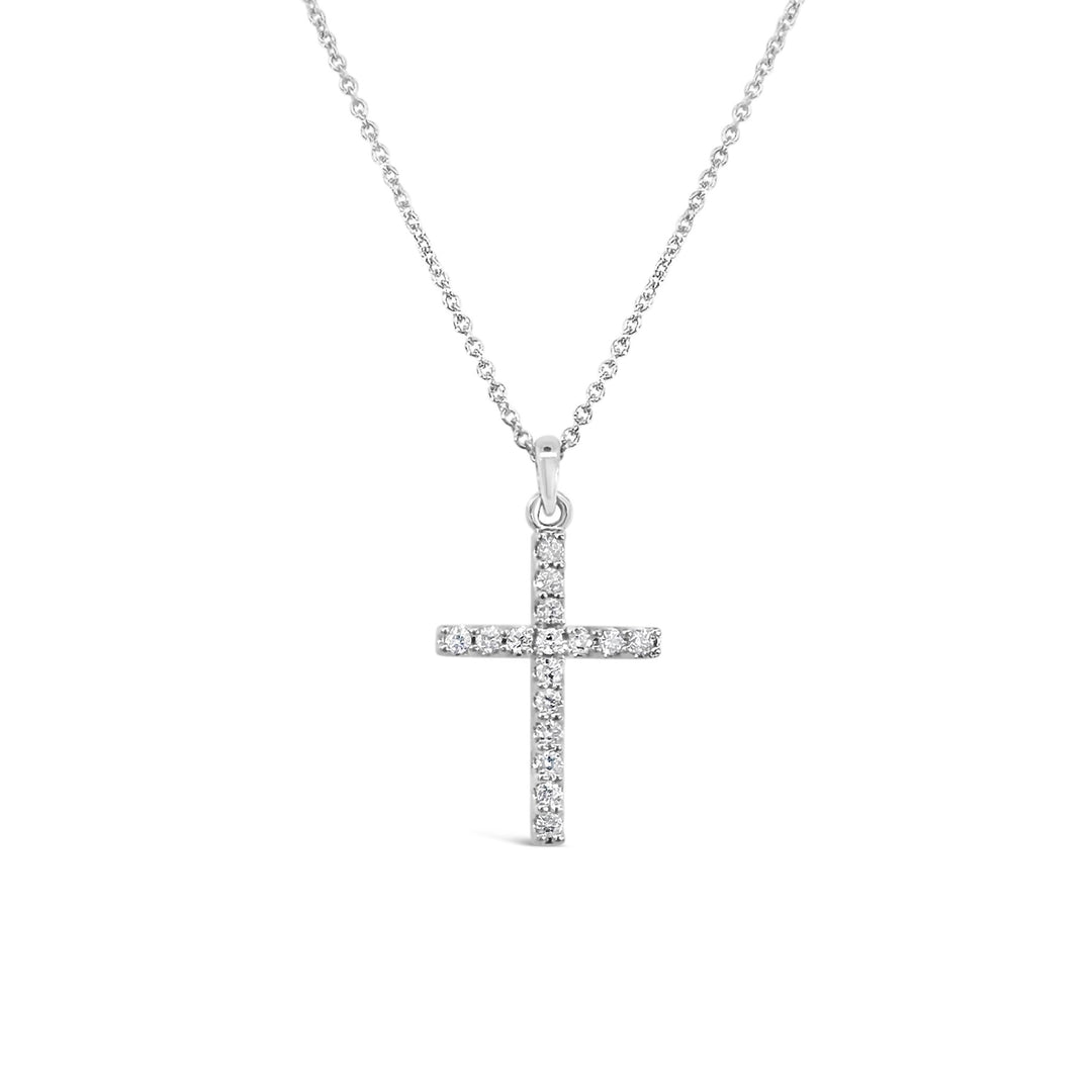 14K White Gold .50ctw Diamond Cross Necklace