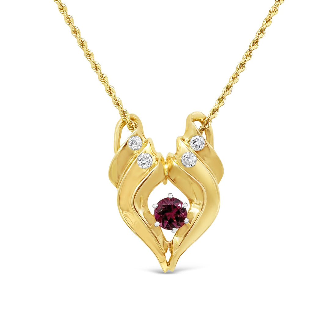 14K Yellow Gold 1.03ct Pink Sapphire Estate Necklace