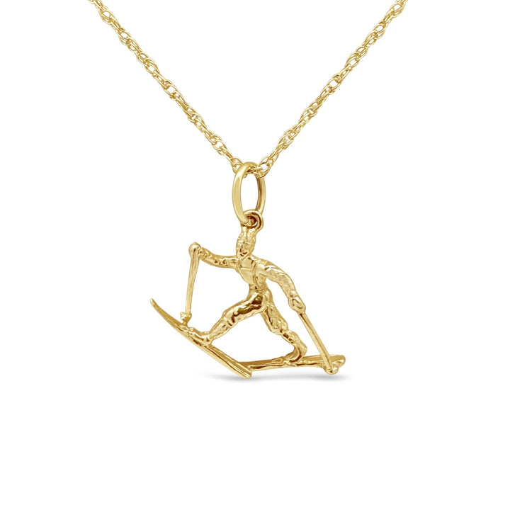 14K Yellow Gold Cross-Country Ski Charm