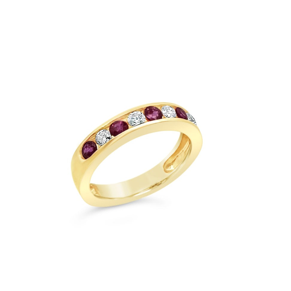 14K Rose Gold .45ctw Ruby & .34ctw Diamond Channel Band