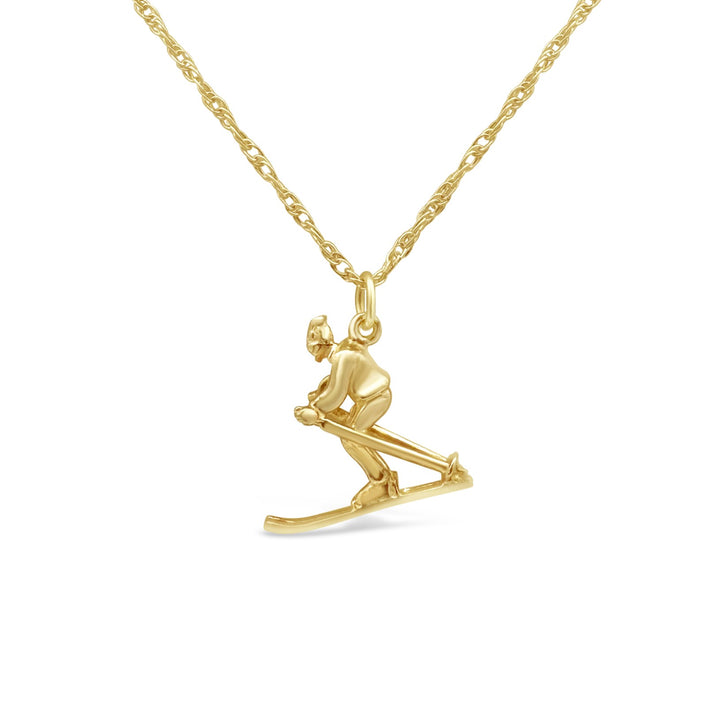 14K Yellow Gold Downhill Ski Charm