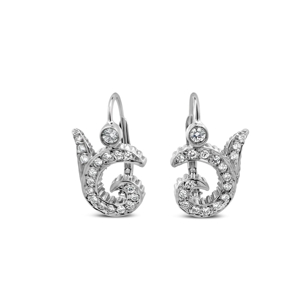 18K White Gold .70 CTW Diamond Dangle Earrings