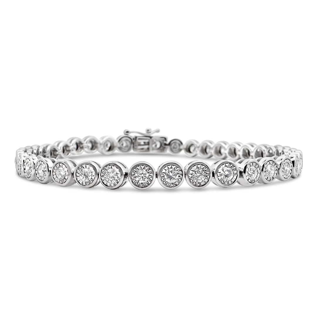 14K White Gold 2.00ctw Diamond Bezel Bracelet