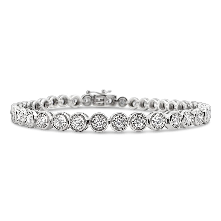 14K White Gold 2.00ctw Diamond Bezel Bracelet