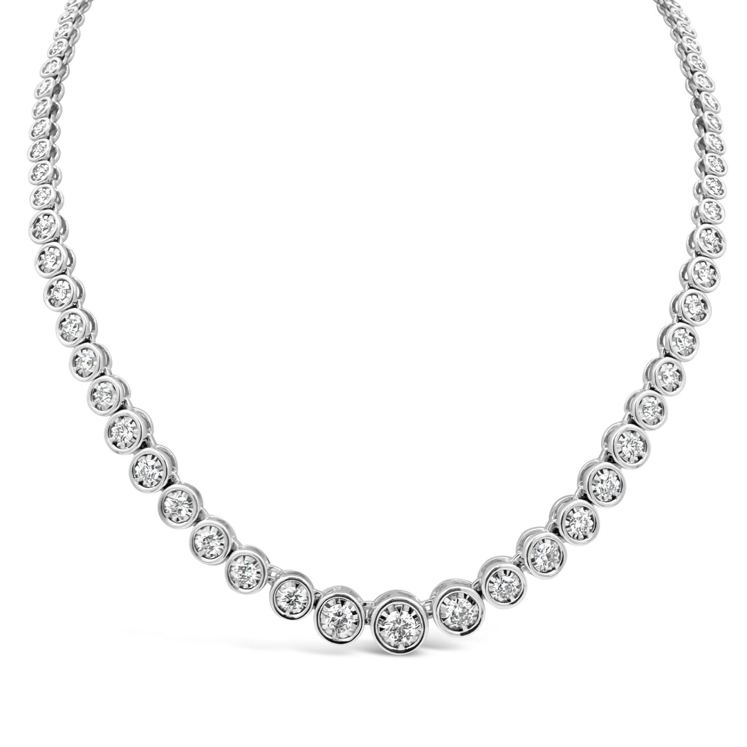 14K White Gold 3.00 Carat Riviera Diamond Necklace