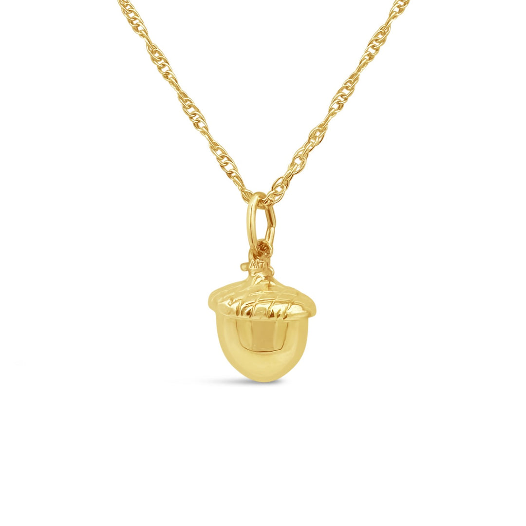 14K Yellow Gold Large Acorn Charm